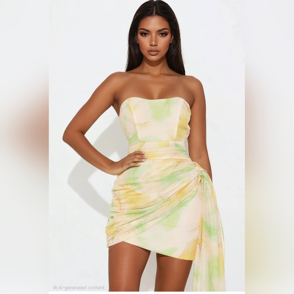 Fashion Nova Dresses & Skirts - Elegant Strapless Floral Mini Dress